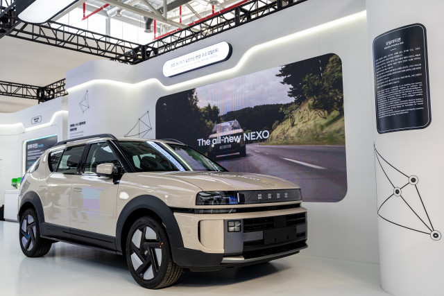 경주엑스포대공원 APEC 경제전시장 내 한류·첨단미래산업관에 전시된 ‘디 올 뉴 넥쏘’