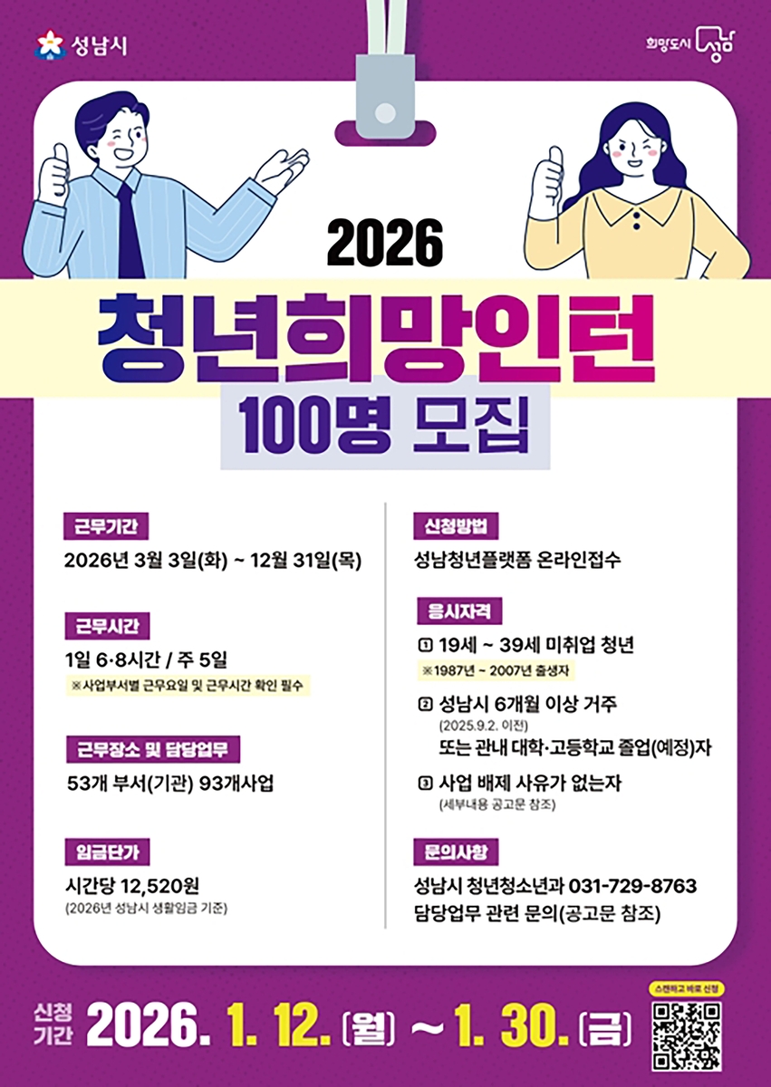 성남시, 2026년 상반기 지역공동체일자리 참여자 135명 모집